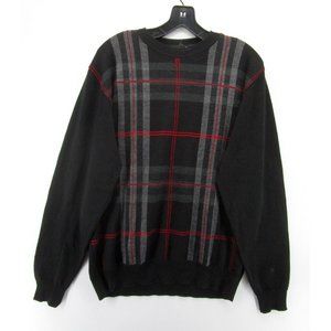 Maremma Sweater Large Virgin Wool Pullover Plaid Crewneck Italy *